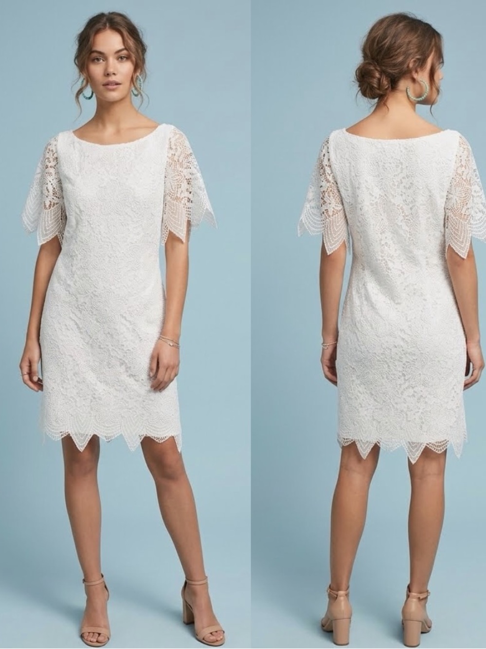 Anthropologie Charleston Lace Mini Dress White Boho Bridal Graduation 4 NWOT